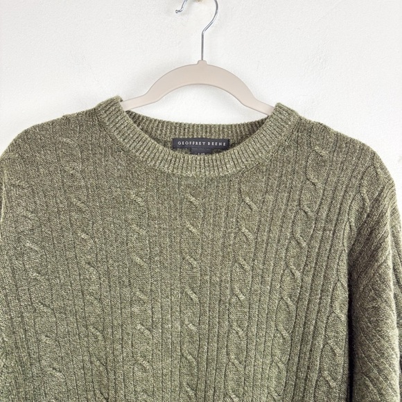 Vintage Geoffrey Beene Men’s Green Chenille Sweater Sz L - Picture 3 of 5